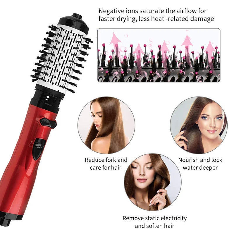 Hot Air Brush 2 In 1 Styler Rotary Head Professional One Step Hair Volumizer Brush Hair Dryer And Straightener Sets