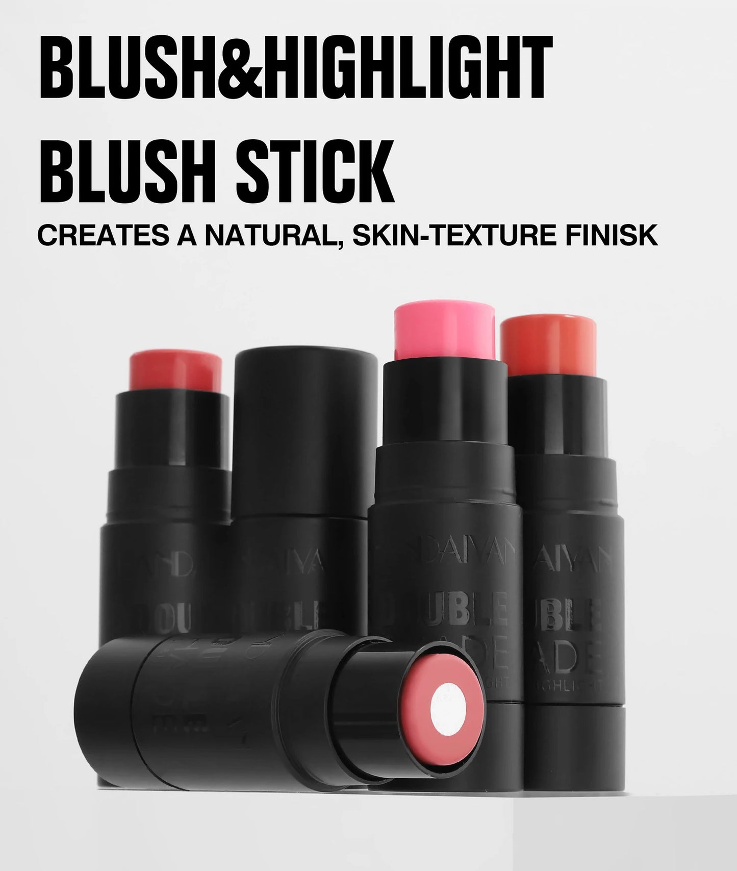 Blush&Highlighting Stick 2 in 1 Face Brightening Blusher Stick Rouge Face Blush Stick Cream Moisturize Face Illuminator Makeup