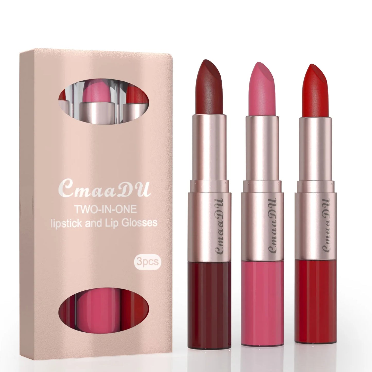 3 packs 2-in-1 lipstick and lip gloss