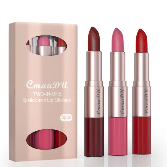 3 packs 2-in-1 lipstick and lip gloss