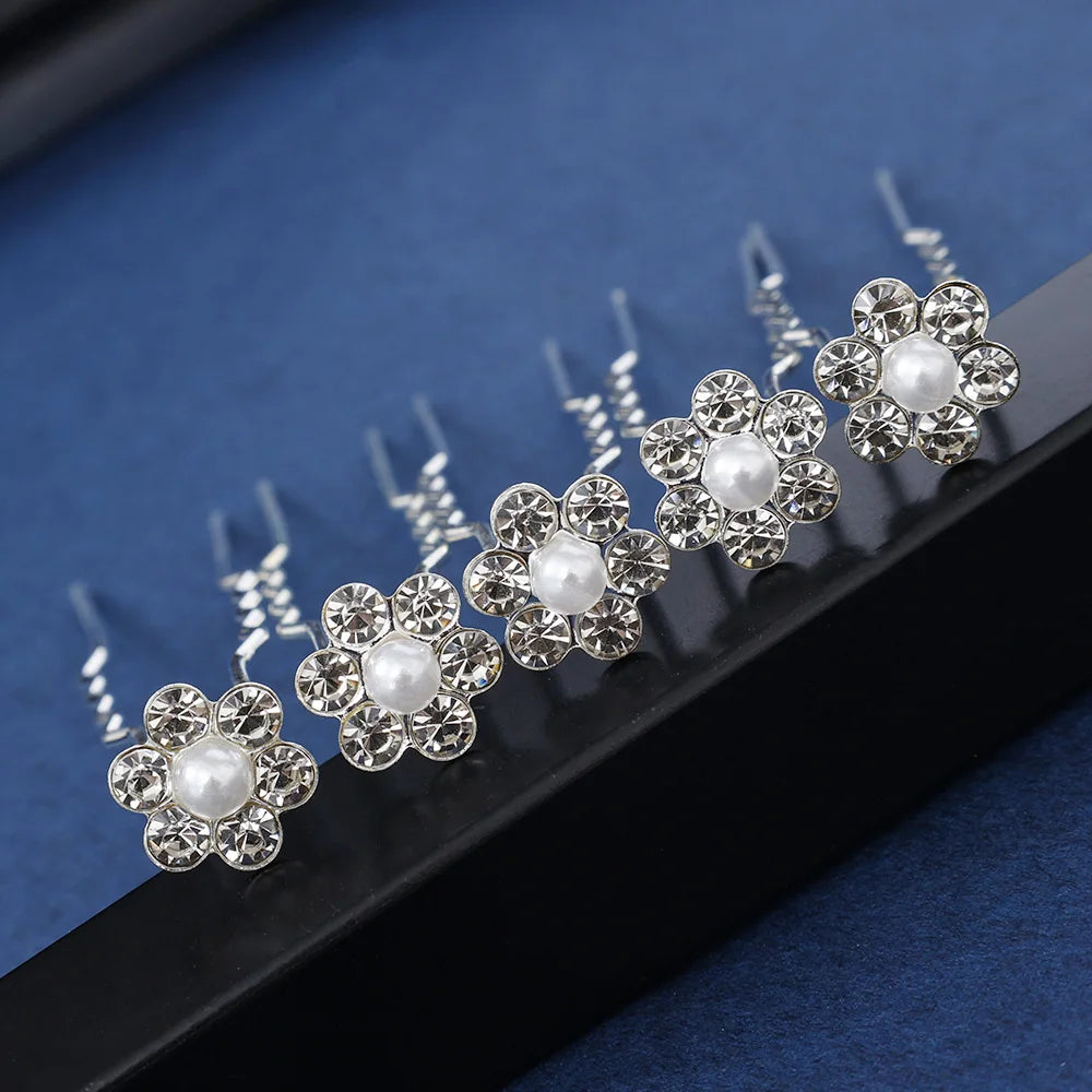 20pcs Pearl Crystal Hairpin Elegant Wedding Bridal U-shaped Metal Hair Comb Forks for Women Hairstyle Clips Jewelry Accessories