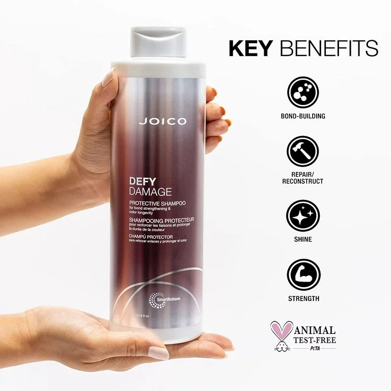 Joico Defy Damage Protective Shampoo | For Color-Treated Hair | Strengthen Bonds & Preserve Hair Color | With Moringa Seed Oil & Arginine